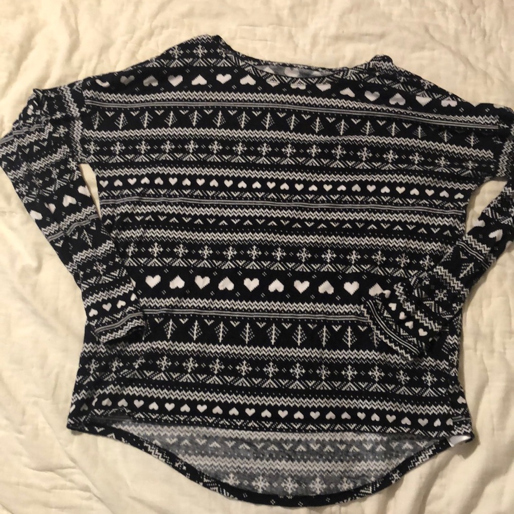 Kids ( girl) old navy high/low black & white softest tee brand size xl 14